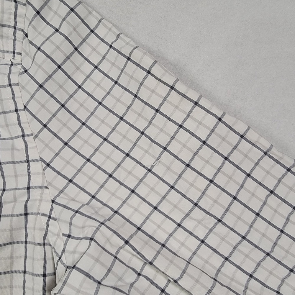 G/FORE Mens Large White Navy Plaid Long Sleeve Button Down Skull Logo Golf Shirt - Picture 13 of 14